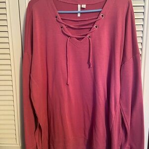 Cato Pink Lace-Up Sweatshirt